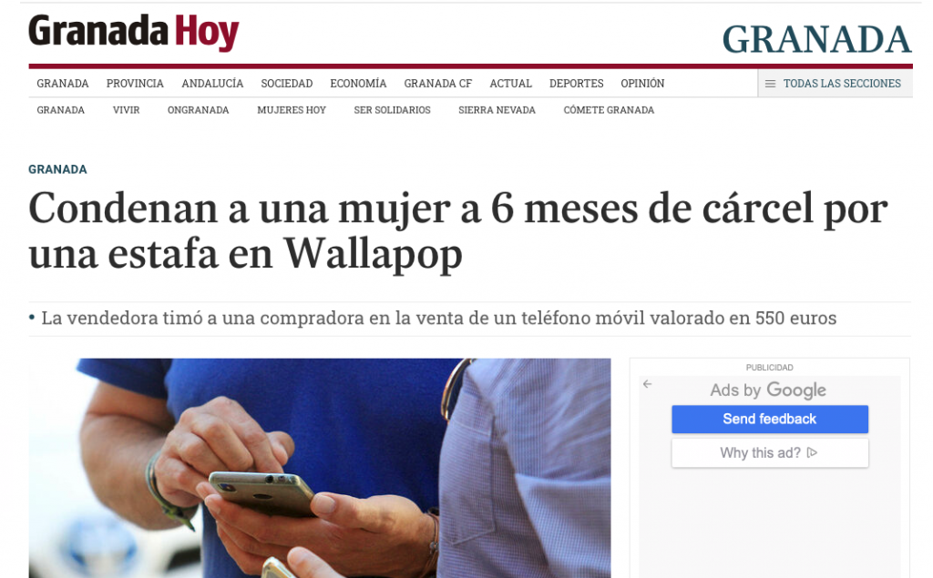 Estafa en Wallapop. Noticia de Granada Hoy