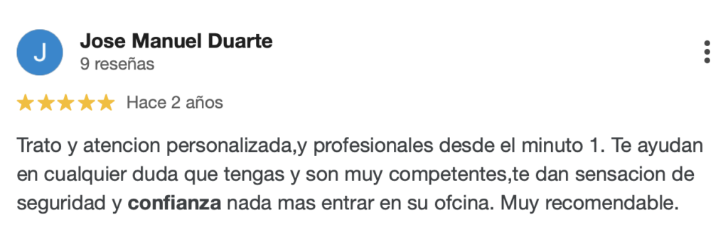 cuánto cobra un abogado penalista en España. Reseña de google de PenalTech. ejemplo 2