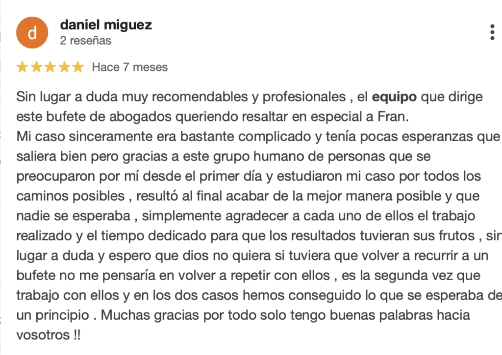 Cuánto cobra un abogado penalista en España. Reseña de PenalTech en Google 7. 